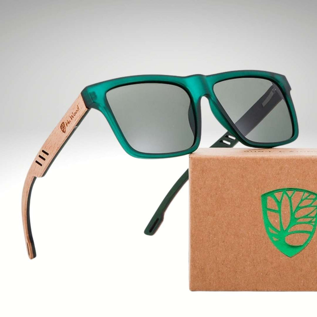 Polarisiertes Herren Holz-Sonnenbrillen mit quadratischem Design