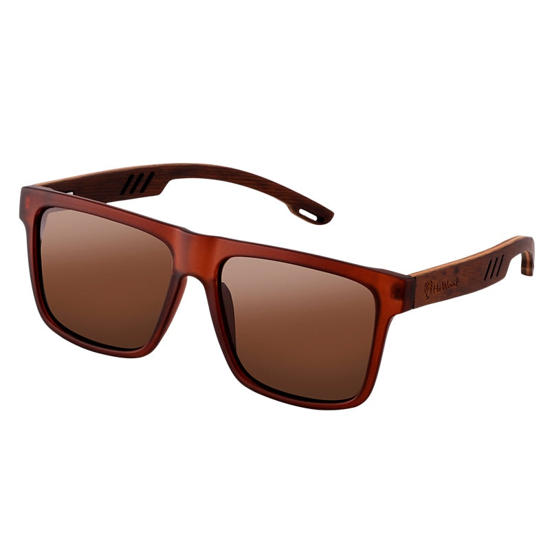 Polarisiertes Herren Holz-Sonnenbrillen mit quadratischem Design